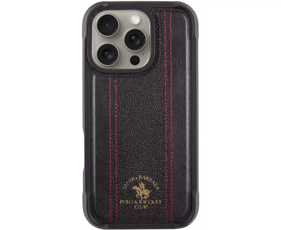 Шкіряний чохол Polo Santa Barbara Barton для Apple iPhone 16 Pro (6.3") Black / Red