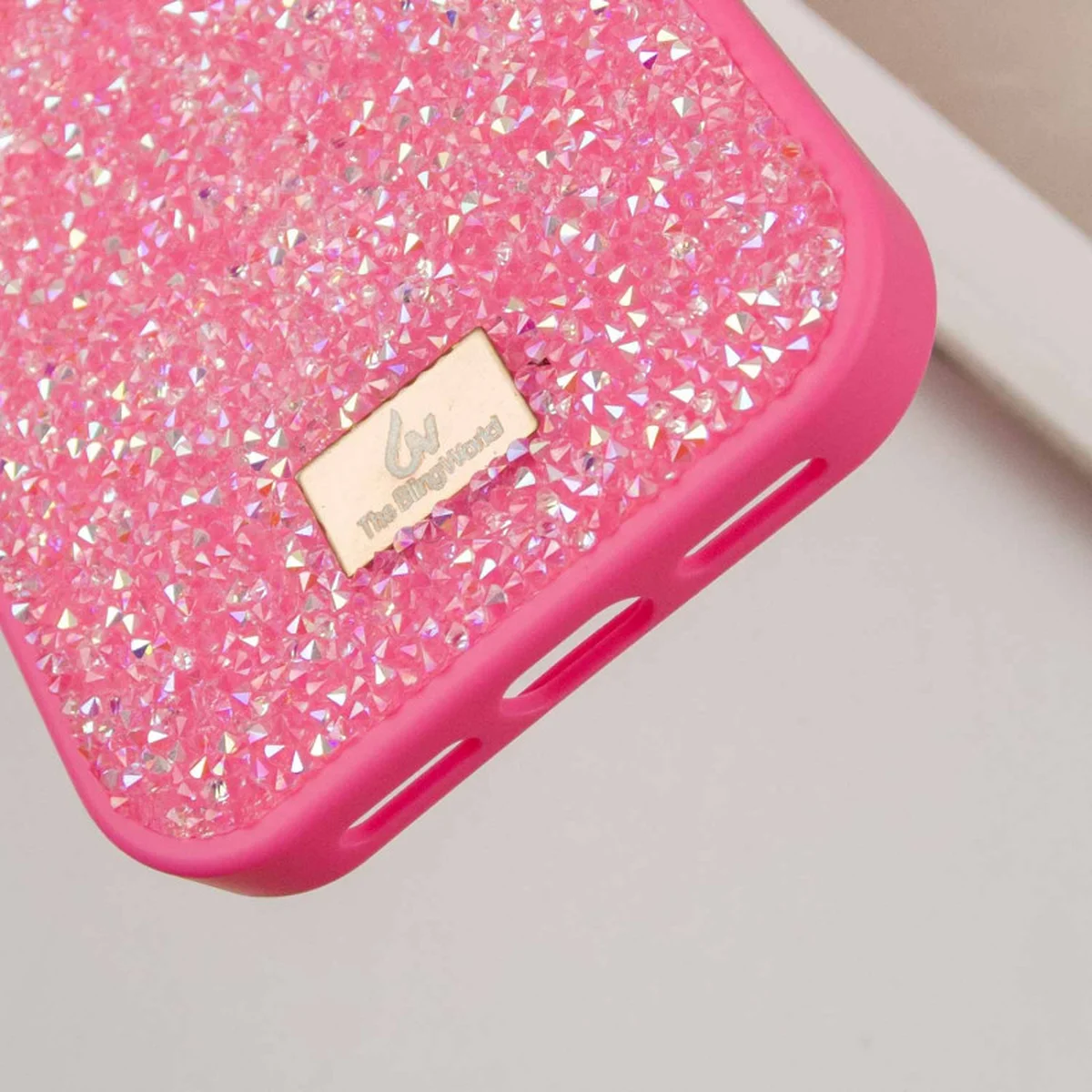 TPU чехол Bling World Rock Diamond для Apple iPhone 16 Pro (6.3") Ярко-розовый 