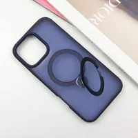 TPU+PC чохол Metal Buttons with MagSafe Colorful HQ Ring для Apple iPhone 16 Pro (6.3") Dark Blue