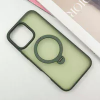 TPU+PC чехол Metal Buttons with MagSafe Colorful HQ Ring для Apple iPhone 16 Pro (6.3") Green
