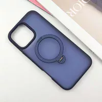 TPU+PC чохол Metal Buttons with MagSafe Colorful HQ Ring для Apple iPhone 16 Pro (6.3") Dark Blue