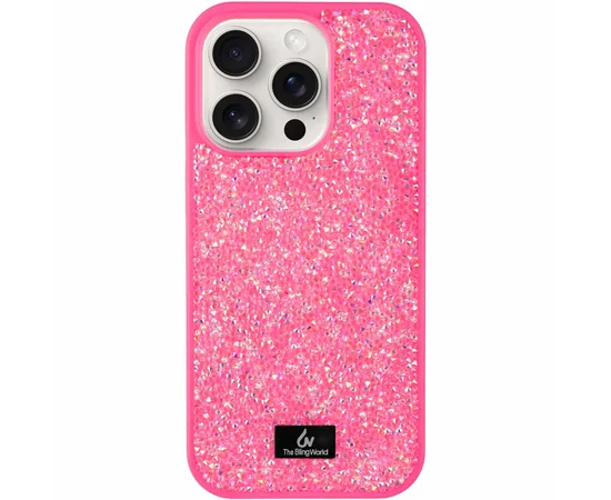 TPU чехол Bling World Rock Diamond для Apple iPhone 16 Pro (6.3") Ярко-розовый 