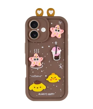 Чехол TPU Toys Case with Ears для Apple iPhone 16 (6.1") Brown