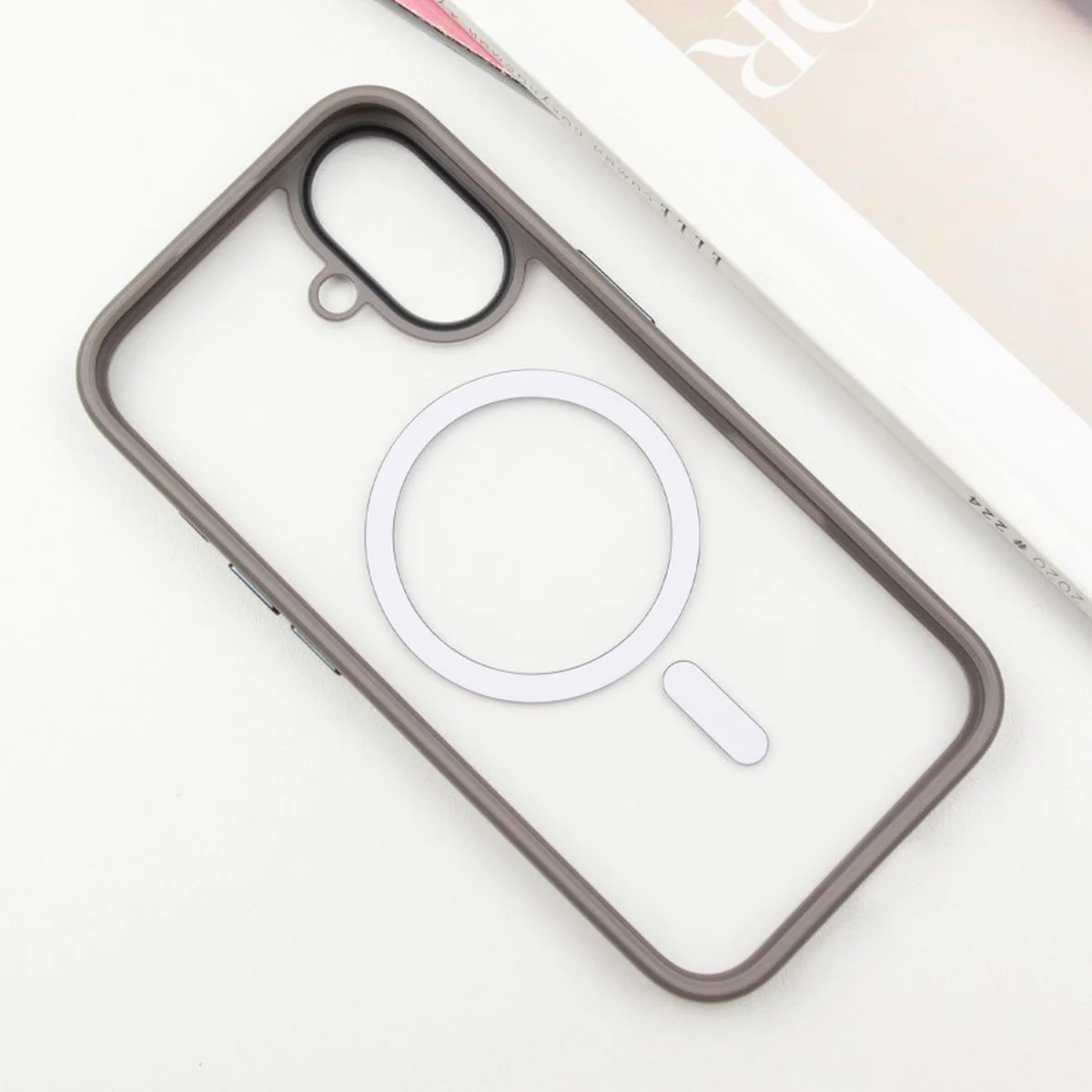TPU+PC чохол Metal Buttons with MagSafe для Apple iPhone 16 (6.1") Сірий