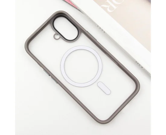 TPU+PC чохол Metal Buttons with MagSafe для Apple iPhone 16 (6.1") Сірий