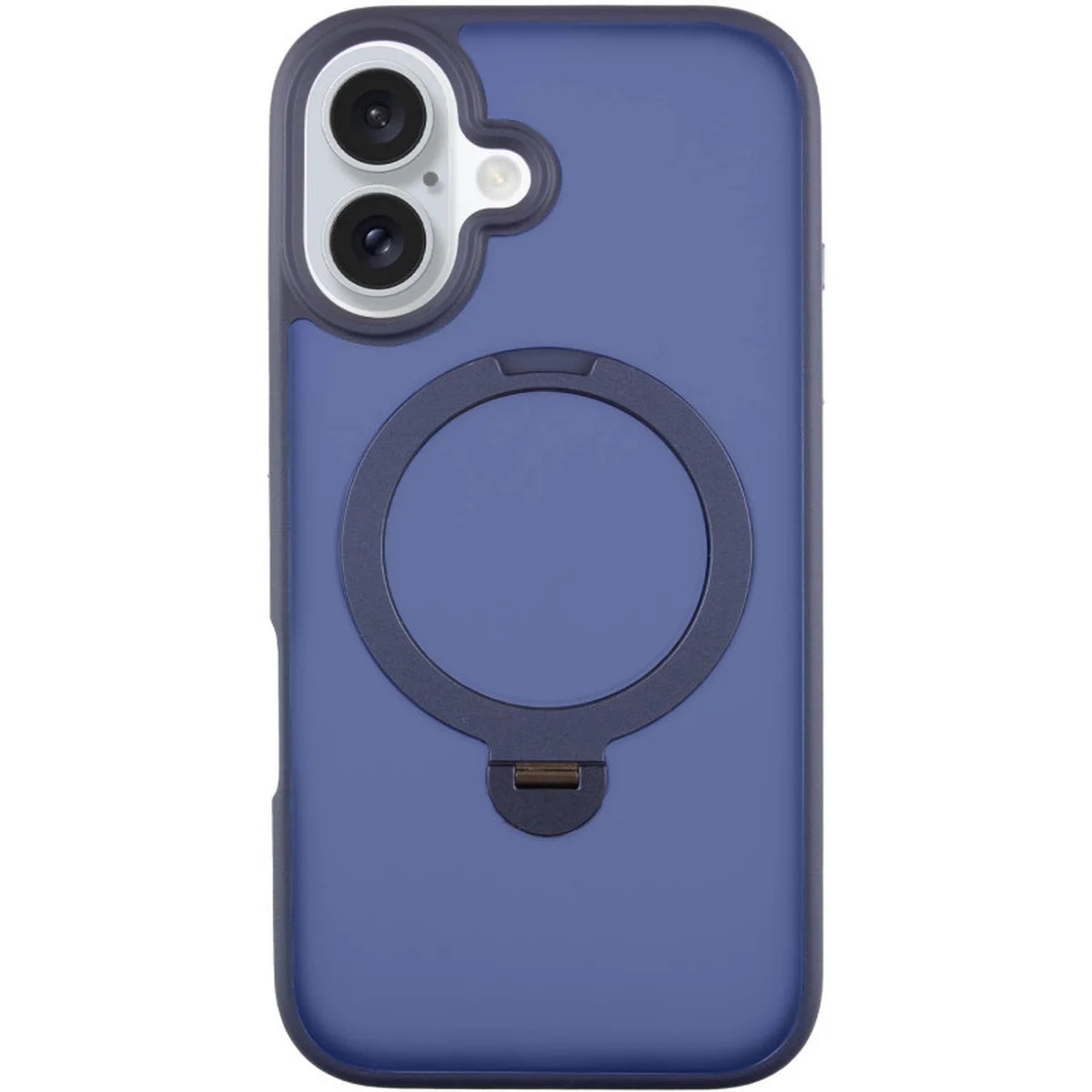 TPU+PC чохол Metal Buttons with MagSafe Colorful HQ Ring для Apple iPhone 16 (6.1") Dark Blue