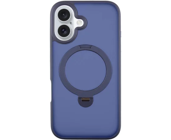TPU+PC чехол Metal Buttons with MagSafe Colorful HQ Ring для Apple iPhone 16 (6.1") Dark Blue