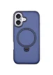 TPU+PC чехол Metal Buttons with MagSafe Colorful HQ Ring для Apple iPhone 16 (6.1") Dark Blue