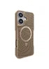 TPU+PC чехол Metal Buttons with MagSafe Carbon Ring для Apple iPhone 16 (6.1") Золотой
