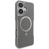 TPU+PC чохол Metal Buttons with MagSafe Carbon Ring для Apple iPhone 16 (6.1") Сірий