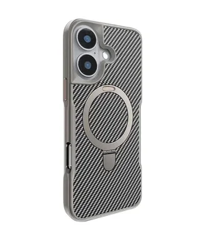 TPU+PC чехол Metal Buttons with MagSafe Carbon Ring для Apple iPhone 16 (6.1") Серый TPU+PC чехол Metal Buttons with MagSafe Carbon Ring для Apple iPhone 16 (6.1") Серый