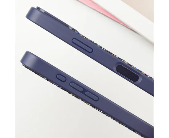 TPU чехол Bling World Rock Diamond with MagSafe для Apple iPhone 16 (6.1") Navy Blue