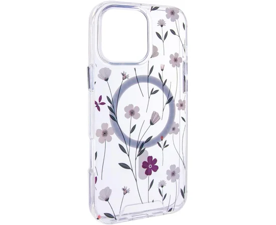 TPU+PC чехол Clear Garden with MagSafe для Apple iPhone 16 (6.1") Cherry Petal