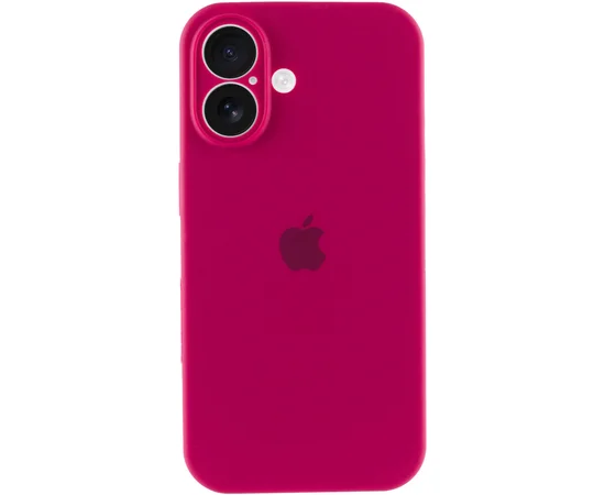 Чехол Silicone Case Full Camera Protective (AA) для Apple iPhone 16 (6.1") Красный / Rose Red
