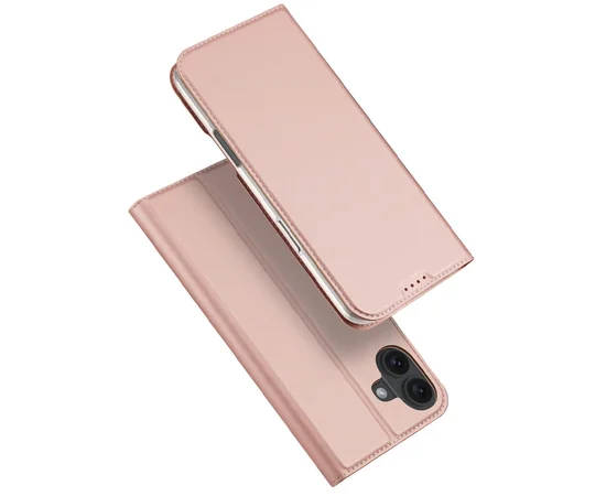 Чохол-книжка Dux Ducis з кишенею для візиток для Apple iPhone 16 (6.1") Rose Gold