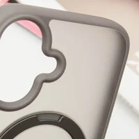 TPU+PC чехол Metal Buttons with MagSafe Colorful HQ Ring для Apple iPhone 16 (6.1") Grey