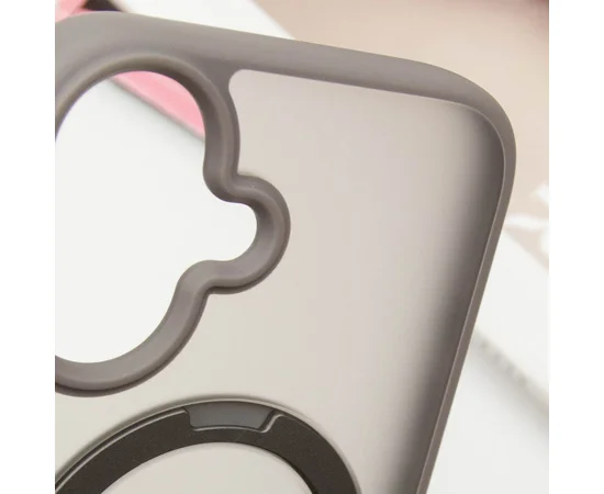 TPU+PC чехол Metal Buttons with MagSafe Colorful HQ Ring для Apple iPhone 16 (6.1") Grey
