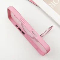 TPU+PC чехол Metal Buttons with MagSafe Colorful HQ Ring для Apple iPhone 16 (6.1") Pink