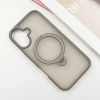 TPU+PC чехол Metal Buttons with MagSafe Colorful HQ Ring для Apple iPhone 16 (6.1") Grey
