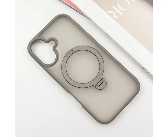 TPU+PC чехол Metal Buttons with MagSafe Colorful HQ Ring для Apple iPhone 16 (6.1") Grey