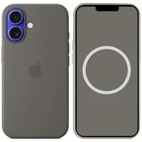 Чехол Silicone case (AAA) with Magsafe and Animation (button) для Apple iPhone 16 (6.1") Stone Grey
