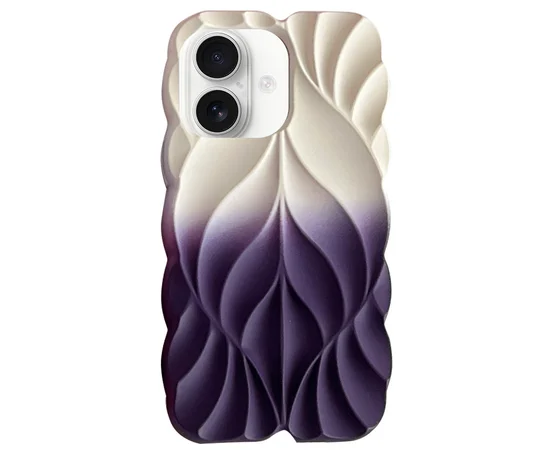 TPU чехол Leaf для Apple iPhone 16 (6.1") White / Purple