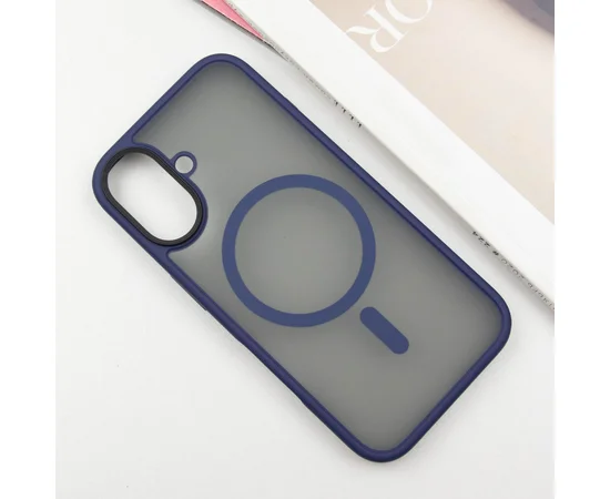 TPU+PC чехол Metal Buttons with MagSafe для Apple iPhone 16 (6.1") Синий