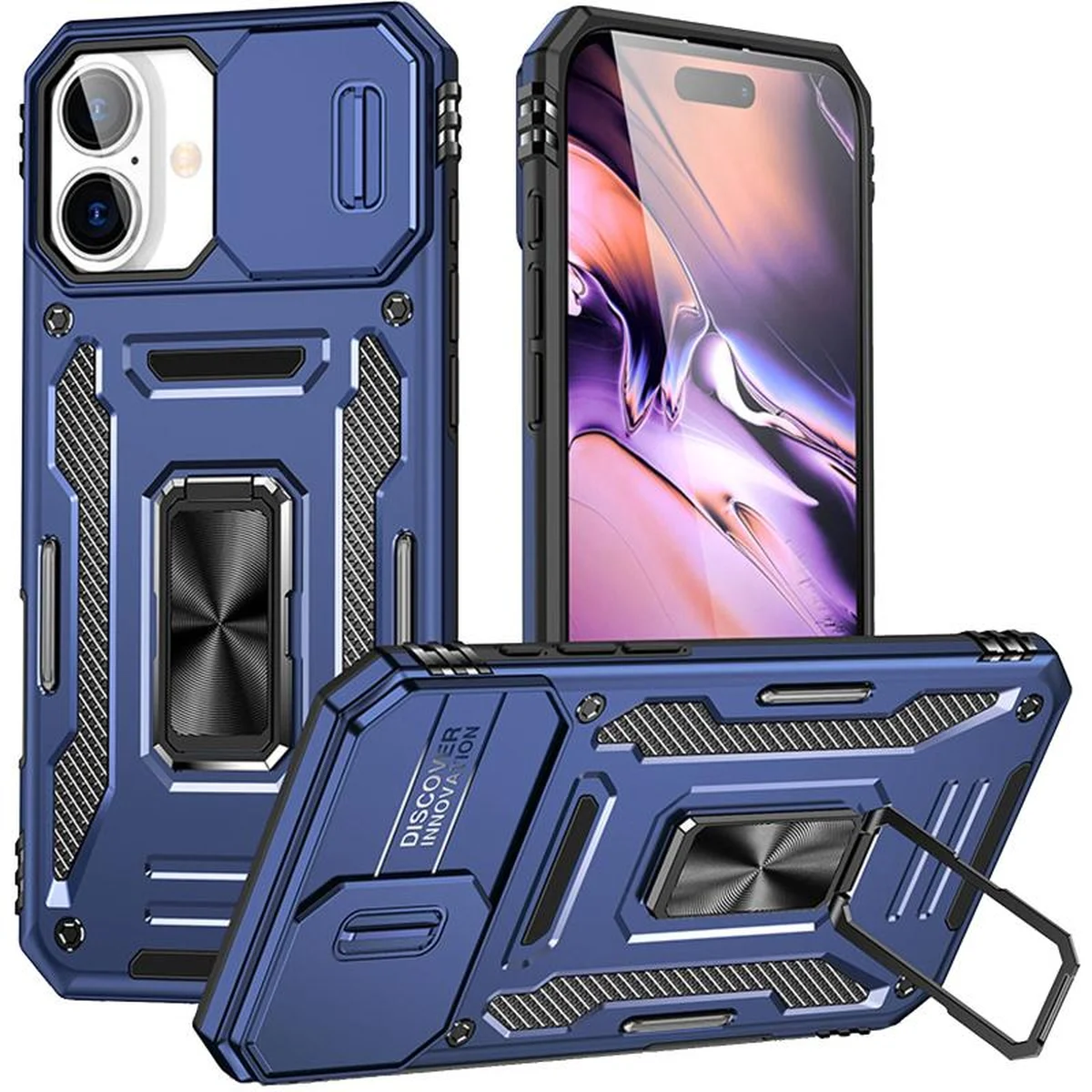 Ударопрочный чехол Camshield Army Ring для Apple iPhone 16 (6.1") Синий / Navy