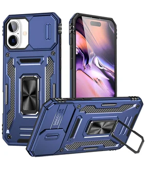 Ударопрочный чехол Camshield Army Ring для Apple iPhone 16 (6.1") Синий / Navy