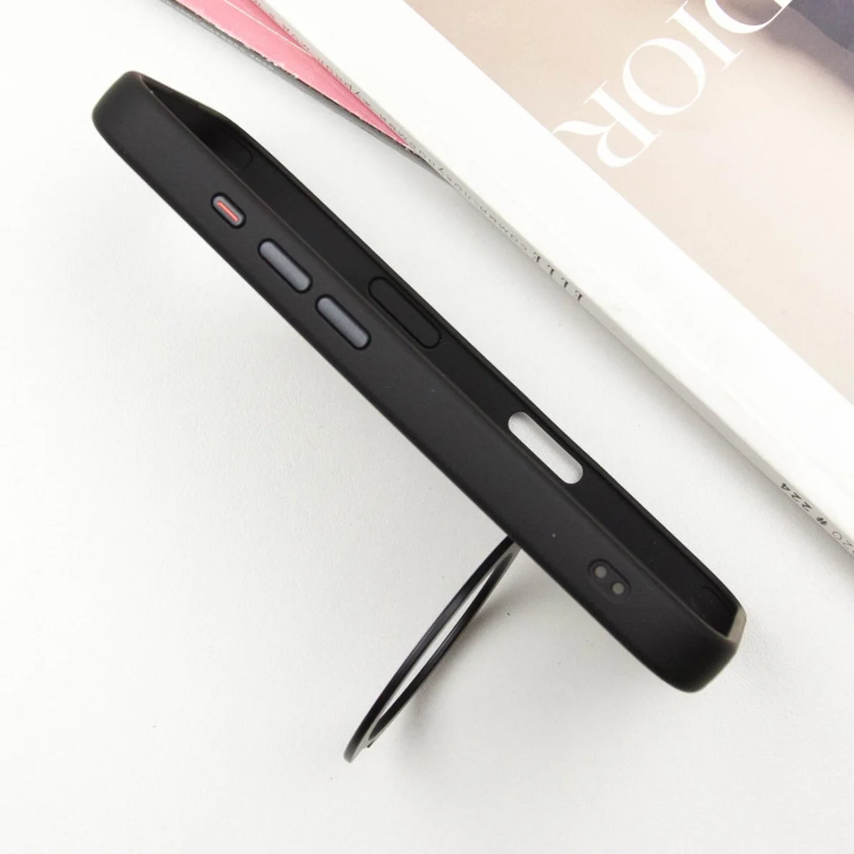 TPU+PC чохол Metal Buttons with MagSafe Colorful HQ Ring для Apple iPhone 16 (6.1") Black