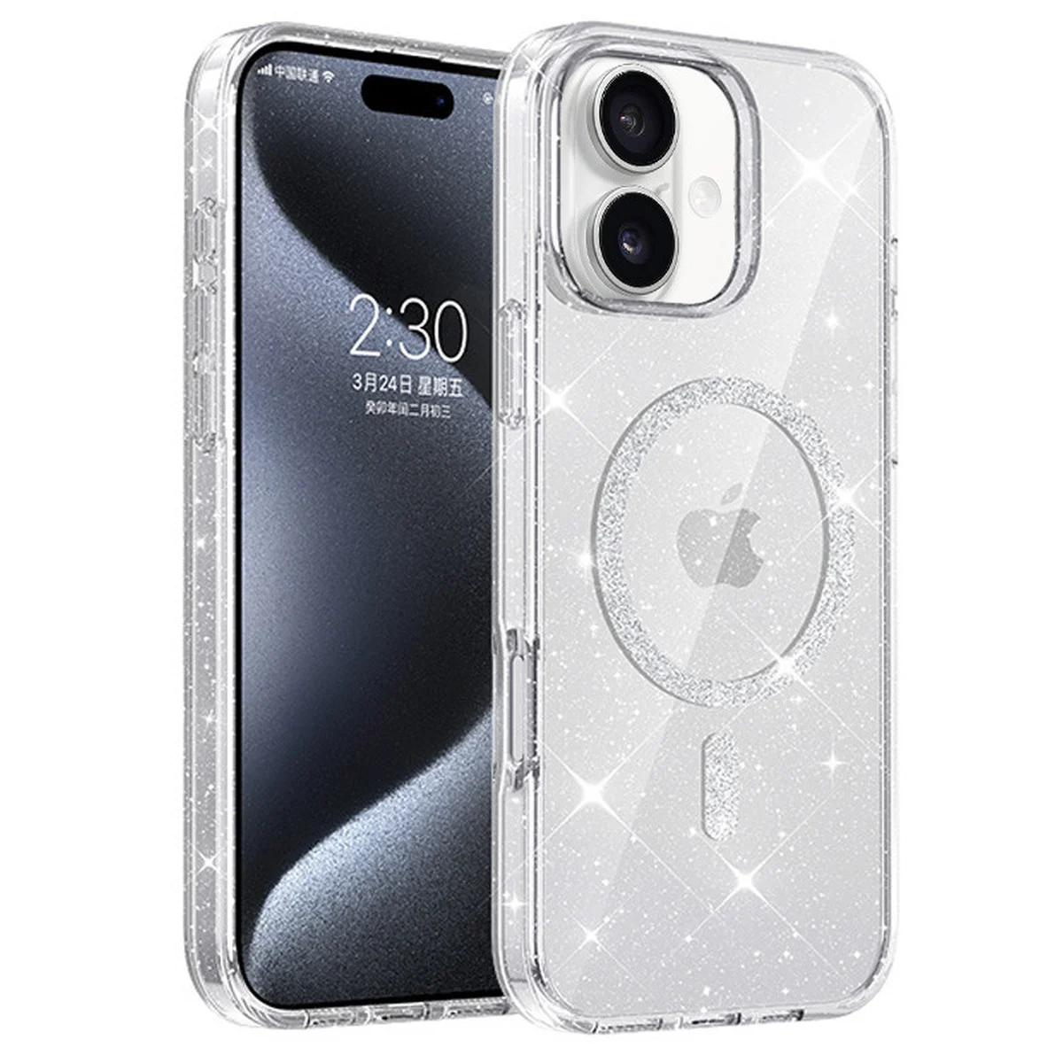 Чехол TPU Eclipse Sparkle (MagFit) для Apple iPhone 16 (6.1") Clear