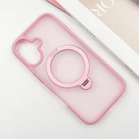 TPU+PC чехол Metal Buttons with MagSafe Colorful HQ Ring для Apple iPhone 16 (6.1") Pink