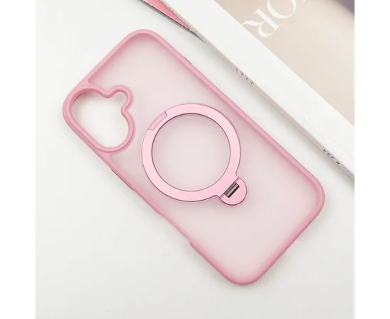 TPU+PC чехол Metal Buttons with MagSafe Colorful HQ Ring для Apple iPhone 16 (6.1") Pink