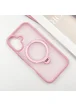 TPU+PC чехол Metal Buttons with MagSafe Colorful HQ Ring для Apple iPhone 16 (6.1") Pink