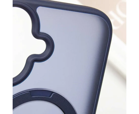 TPU+PC чехол Metal Buttons with MagSafe Colorful HQ Ring для Apple iPhone 16 (6.1") Dark Blue