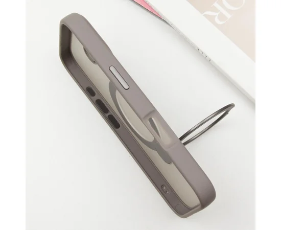 TPU+PC чехол Metal Buttons with MagSafe Colorful HQ Ring для Apple iPhone 16 (6.1") Grey