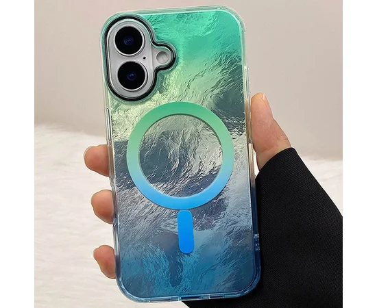 Чохол TPU Shiny Mountain (MagFit) для Apple iPhone 16 (6.1") Green / Blue