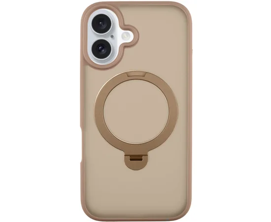 TPU+PC чехол Metal Buttons with MagSafe Colorful HQ Ring для Apple iPhone 16 (6.1") Rose Gold