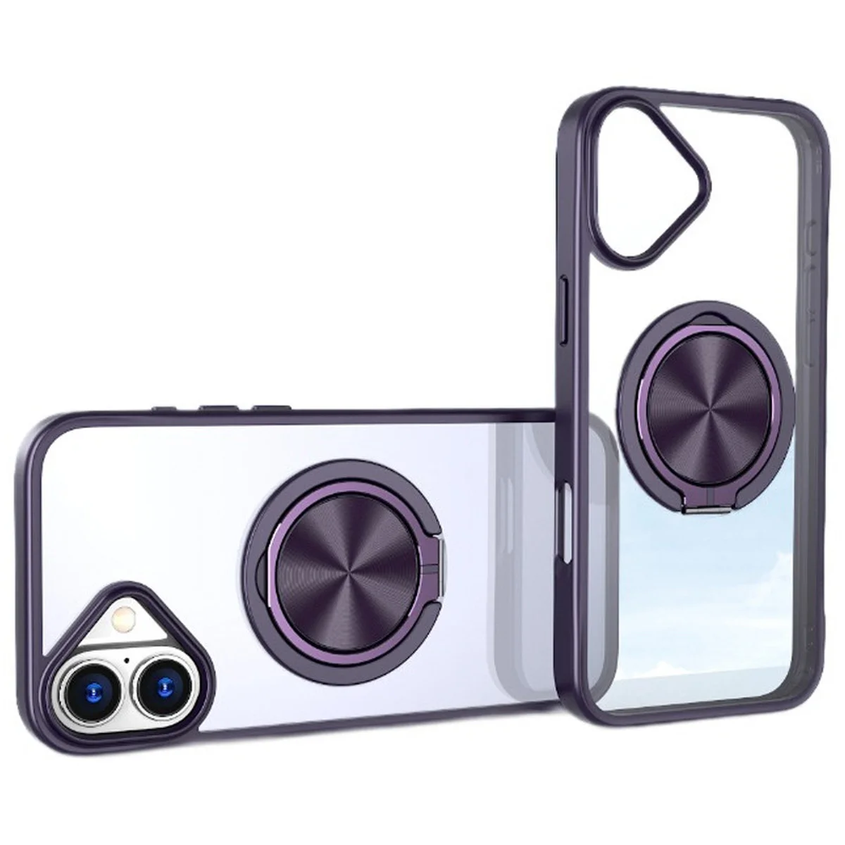 TPU+PC чехол Metal Ring with MagSafe для Apple iPhone 16 (6.1") Темно-фиолетовый