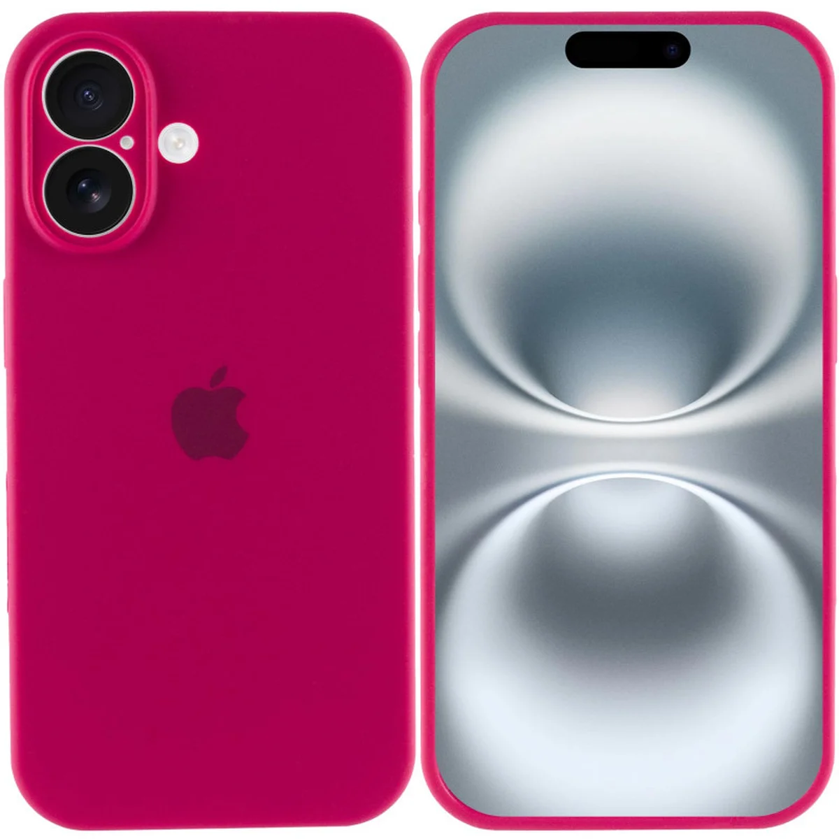 Чехол Silicone Case Full Camera Protective (AA) для Apple iPhone 16 (6.1") Красный / Rose Red