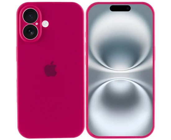 Чехол Silicone Case Full Camera Protective (AA) для Apple iPhone 16 (6.1") Красный / Rose Red
