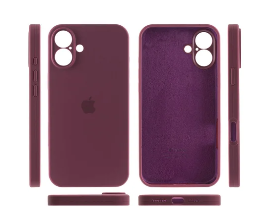 Чохол Silicone Case Full Camera Protective (AA) для Apple iPhone 16 (6.1") Бордовий / Plum
