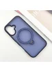 TPU+PC чехол Metal Buttons with MagSafe Colorful HQ Ring для Apple iPhone 16 (6.1") Dark Blue