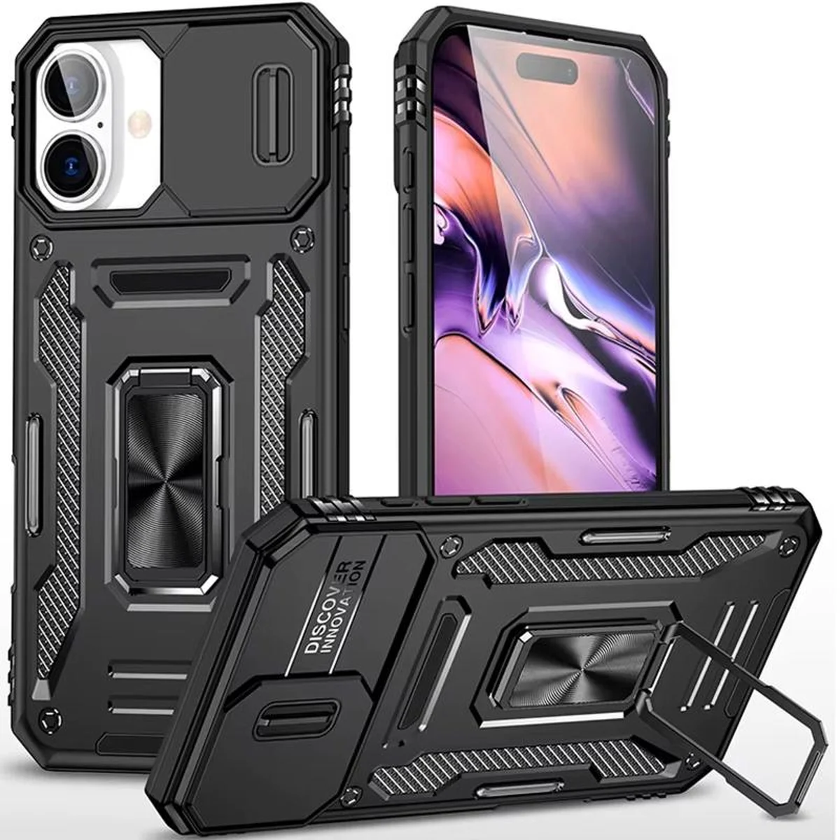 Ударопрочный чехол Camshield Army Ring для Apple iPhone 16 (6.1") Черный / Black