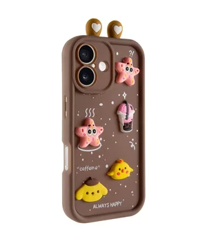 Чехол TPU Toys Case with Ears для Apple iPhone 16 (6.1") Brown
