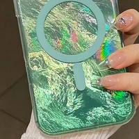 Чехол TPU Shiny Mountain (MagFit) для Apple iPhone 16 (6.1") Green