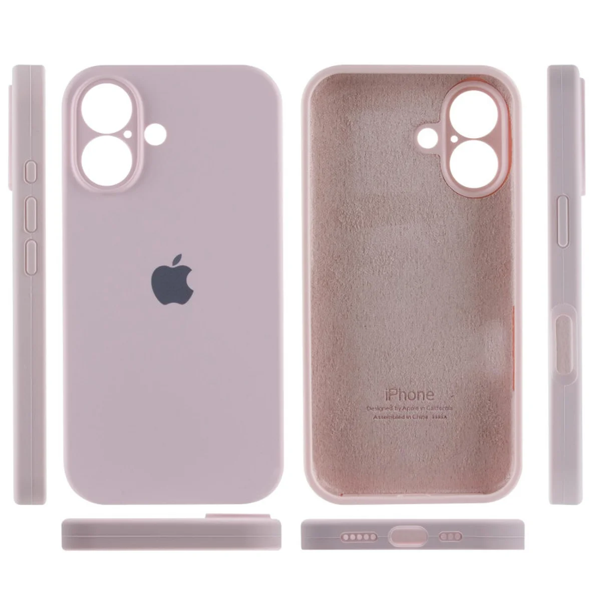 Чехол Silicone Case Full Camera Protective (AA) для Apple iPhone 16 (6.1") Розовый / Chalk Pink