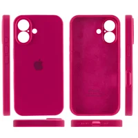Чехол Silicone Case Full Camera Protective (AA) для Apple iPhone 16 (6.1") Красный / Rose Red