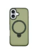 TPU+PC чехол Metal Buttons with MagSafe Colorful HQ Ring для Apple iPhone 16 (6.1") Green