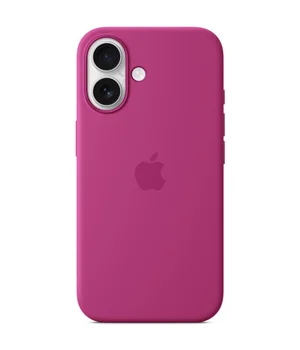 Чохол Silicone case (AAA) with Magsafe and Animation (button) для Apple iPhone 16 (6.1") Fuchsia